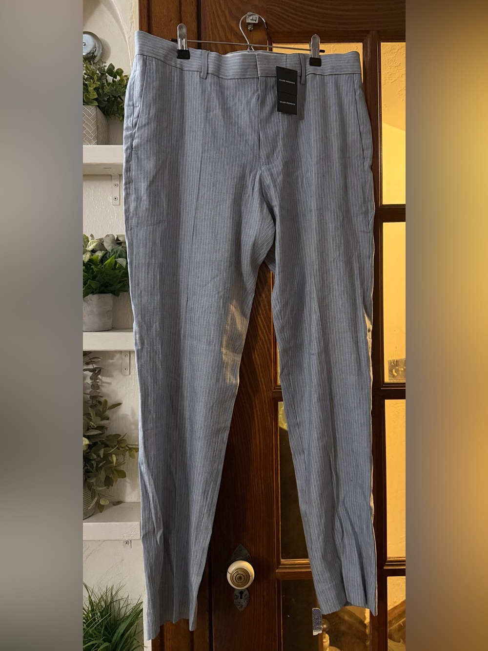 Club Monaco Slate Blue Pinstripe Chinos